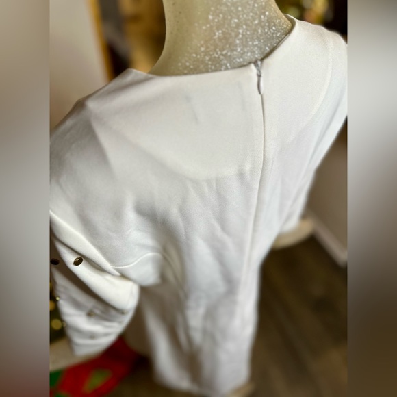 Wrong Side of Right White Long Sleeve Dress w/ Gold Studs. Size Large - Picture 9 of 15